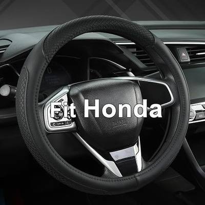 West Llama Customized Auto Car Steering Wheel Cover for Honda Accord Civic CR-V HR-V Pilot Fit Passport Odyssey 14.5-15inch(Black-Standard Size)