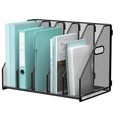 Gawerk 5 Section File Sorter Folder Holder Desk Organizer Office Rack | Desktop File Magazine Folder Holder 5 Compartments, Desk Organizer Vertical Magazine Folder Organize with Side Handles