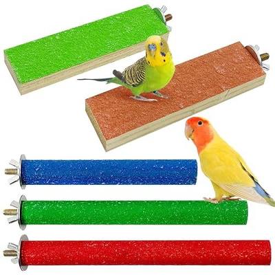 Hamiledyi 5 PCS Bird Perch Stand - Wooden Parrot Perch Stand with Colorful Sand Paw Grinding Stick Trim Beak Wood Platform for Bird Nail Trimming - Cage Accessories for Parakeets & Cockatiel
