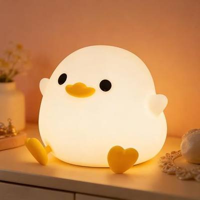 FAMIDUO Duck Night Light, Squishy Silicone Bedside Light for Baby Nursery | BPA-Free Silicone,Dimmable,20min Timer,Rechargeable Touch Light , Cute DoDo Ducky Lamp, Boys Girls Room Decor, Gift for Kids