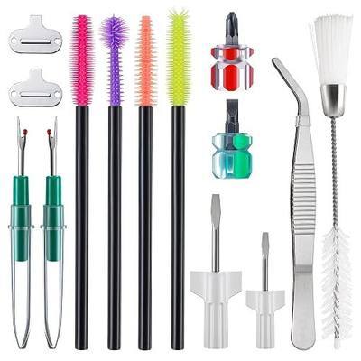 Ceoighe 14 Pieces Sewing Machine Cleaning & Repair Tools Kit | 14 piece sewing machine tool kit,Curved tweezers,Lint and silicone brushes,6 screwdrivers,2 covered seam rippers