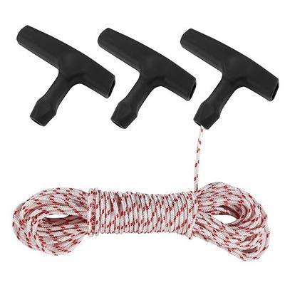 Lawn Mower Pull Cord Replacement, 33 ft x 1/8" (3.0mm) Recoil Starter Rope with 3 Starter Handle, Pull Cord Rope Fit for Stihl, Husqvarna, Poulan, for Chainsaws, Trimmers and Brush Cutters