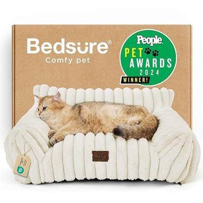 Bedsure ComfyFleece™ Shown on TV Fluffy Cute Cat Couch for Pets,24in Cream | Cat Beds for Indoor Cats,Supportive Pet Sofa,Dog Couch Bed Seen on Good Day New York,Removable Washable Cover,Up to 10 Lbs