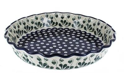 Blue Rose Polish Pottery - Blue Alyce Pie Plate - 10" Diameter - Ceramic Baking Dish, For Pies, Quiches & Desserts