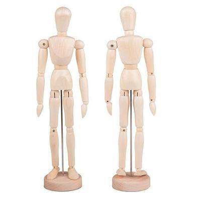 2Pack 12 Inches Tall Wooden Mannequins of Men and Women Artist Mannequins with Stand Ornaments - Great for Painting or Tabletop Decoration