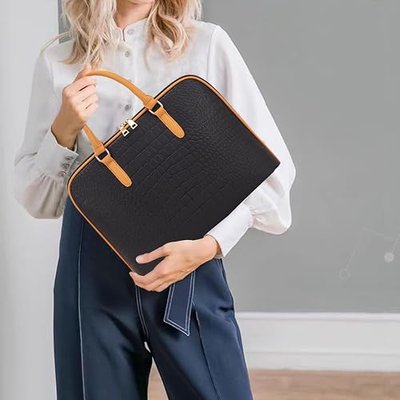 Accordian File Organizer Tote,Folder with Zipper & Labels,12 Pocket Expanding File Folder with Multi-Pockets Paper Folder for Letter A4 Files Business Teacher Office Bag Handbags for Ladies