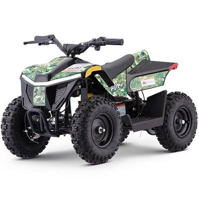 Droyd Electric ATV Fury, 36V Kids Quad Bike with 500W Brushless Powerful Motor, 8-10 Miles Long Range Electric 4 Wheeler with Throttle Controlled Dual Suspension for Boys Girls Ages 6+ (Green Cameo)