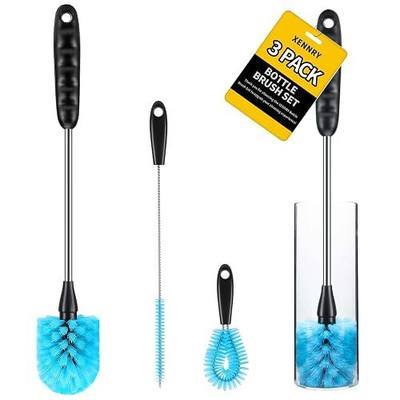 Bottle Brush Cleaner Kit, Water Bottle Washer & Cup Scrubber Brush Set | Bottle Cleaning Brush Set with Straw, Glass Water Bottle Washer and Cup Scrubber Kit for All Bottles