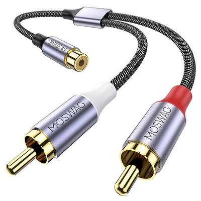 MOSWAG RCA Splitter 1 Female to 2 Male, Stereo RCA Y Adapter Splitter Cable | RCA Y Splitter 1 Female to 2 Male,Gold Plated Y Splitter RCA Audio Video Cable Extension Cord for Subwoofer,Amplifier,Speaker