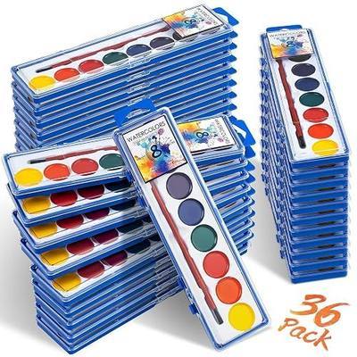 36 Pack Watercolor Paint Set, Washable Watercolor Paint Bulk for Kids, Water Color Paint with Paint Brushes, Ideal Gifts for Party Favors, School Supplies & Classroom Prizes, Art Activities, 8 Colors