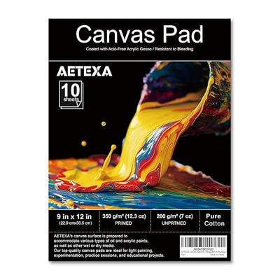 AETEXA Canvas Paper Pad, 9”x12” Canvas Pad, 10 Sheets, 12.3 oz Gesso, Glue Bound, Art Supplies for Adults and Teens, for Acrylic Pouring and Oil Painting.