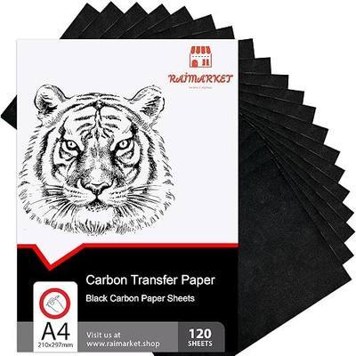 Raimarket 120 Sheets Carbon Paper for Tracing – Durable Smudge-Resistant Graphite Transfer Paper for Drawing, Sketching & Craft Projects | Black Copy Paper for Wood, Canvas, Fabric & Art Surfaces