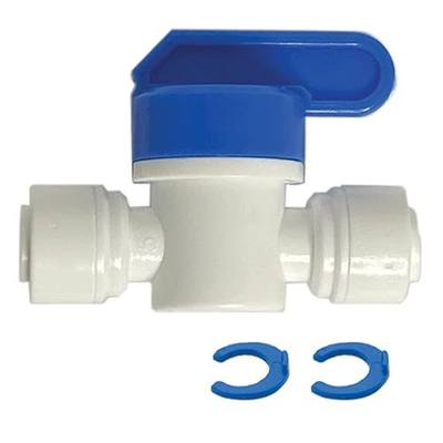Speed Fit 1/4 or 3/8 Inch Shut Off Valve, Push to Connect Plastic Plumbing Fitting, With Locking Clips, Filtration Warehouse, Compare to PPSV040808WP (1/4" One Pack)