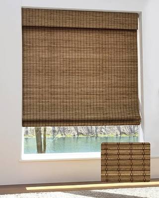 UNISHADES Cordless Bamboo Roman Shades, 35×64 in, Highfield Teak | Wide Bamboo Strip Weaving Technique, High light-blocking capacity, High Level of Privacy Protection