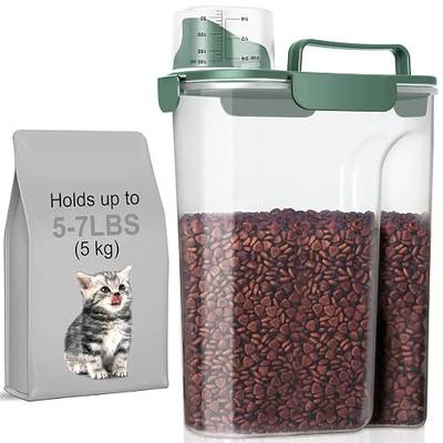 LEAWALK 5-7Lbs Cat Dog Storage Container, Portable Pet Food Containers with Upgraded Large Spout and Cup, Small Animal Kibble Dispenser for Bird Seed, Oatmeal, Rice, Flour, Brown Sugart-Dark Green