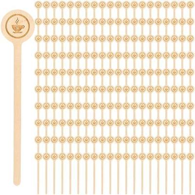 WRINGKIT 200 Pieces Wood Coffee Stirrers, 6 Inch Stir Sticks with Round Ends, Disposable Coffee Mixer Stick Drink Stirrers for Coffee Bar, Beverage, Milk, Cocktail, Tea