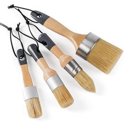 Chalk and Wax Paint Brush 4Pcs Set, Chalk Paint Brushes for Furniture, Painting or Waxing, Milk Paint, Natural Bristle Stencil Brushes for All Painting and Waxing