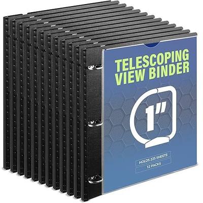 WOT I 12-Pack Telescoping 3 Ring Binder 1 Inch, Expandable Flexible Binder - Patented Design for Easy Portability, Holds 8.5"x11" Paper, Perfect for School, Office&Home Organization, Black