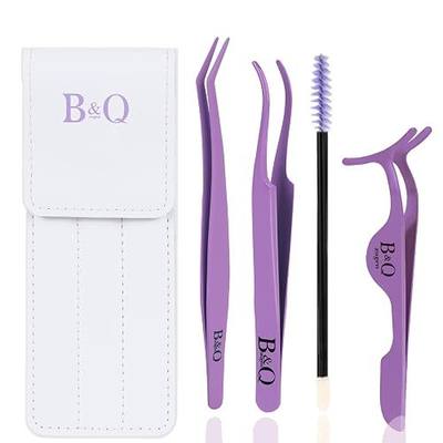 B&Q Eyelash Applicator Tool 3PCS Lash Tweezer Seamless Placement DIY Lashes | Lash Tweezers for Eyelash Extensions and Removal Reusable Eyelash Clusters, Eyelash Tweezers Ergonomically Designed Handle