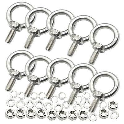 10 Packs M6 Stainless Eyebolt 1"(25mm) Long Male Screw Thread Ring Shoulder Eye Bolts