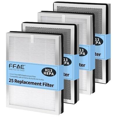 MA-25 Replacement Filter Compatible with MA-25 Air Purifier S1/W1/B1 | 3-in-1 Filtration System of MA25, H13 True HEPA and Activated Carbon Filter, 4 Pack