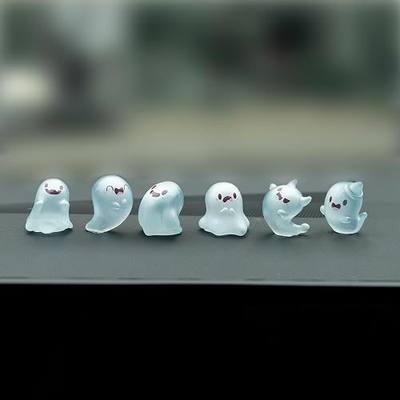 Rislobx Luminous Ghost Car Dashboard Decor, 6PCS Fun Ghost Car Dash Decorations, Rear View Mirror Ornament, Interior Accessories for Home Office