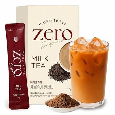 Kim’s Table Milk Tea Powder Stick Korean Diet sweet Beverage, Zero sugar (0.423 oz X 10 Sticks) milk Authentic Flavor Easy powder stick, 4.23 oz combination of Assam and Earl Grey tea 밀크티 라떼 카페 음료