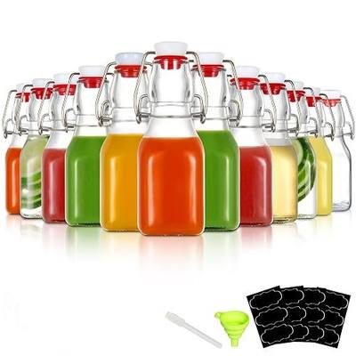 YEBODA 4 oz Clear Swing Top Glass Bottles with Airtight Lids, 12 Pack | Reusable clear glass bottles for home brewing, kombucha, beer, soda, juice, water, kefir, vanilla extract, oil and vinegar