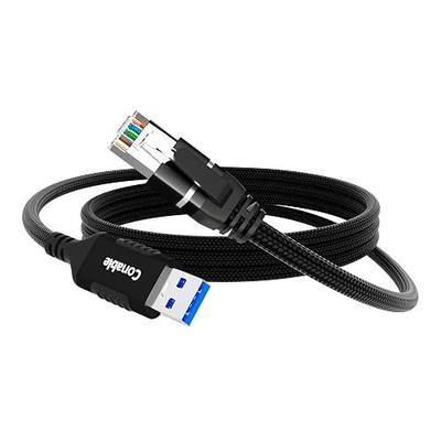 USB to Ethernet Cable 15 FT, USB 3.0 Type A to RJ45 Cable, USB to Network Internet LAN Adapter, Gigabit, Directly Connected, Aluminum, Braided, Compatible with Laptop, PC, Switch and More