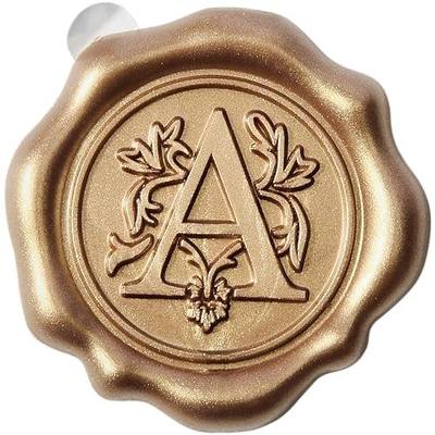 Antique Gold Initial Alphabet Adhesive Wax Seal Stickers - Pack of 50 - Letter Wax Seals for Thanksgiving Card/Gift Wrap/Wedding Engagement Party Invitation - Letter A | Letter Wax Seals for Thanksgiving Card, Gift Wrap, Wedding / Engagement Party Invitation, Self-Adhesive, No Wax Gun Needed