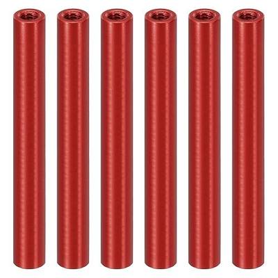 PATIKIL 6pcs M3 Metal Threaded Standoff Spacer Nuts, Round Aluminum Spacers Female Coupling Screws, 1/8" ID x 3/16" OD, Red, (50mm L)