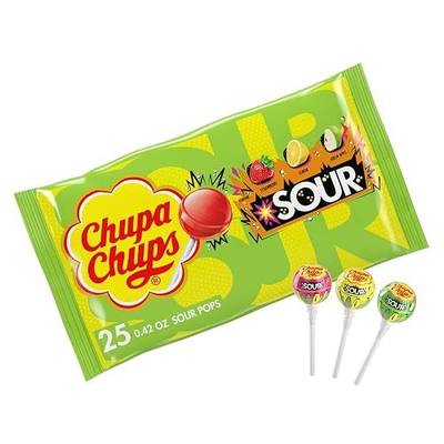 Chupa Sour Fruit Lollipop Variety Assortment, 10.5 OZ Bag (25 Suckers)