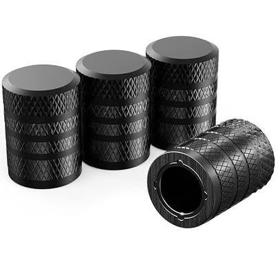 4-Piece Black Anodized Aluminum-Plastic Composite Tire Valve Stem Caps with Integrated Plastic Sleeve,Corrosion-Resistant and Universal Fit,Suitable for Cars, Trucks, and Motorcycles(Black)