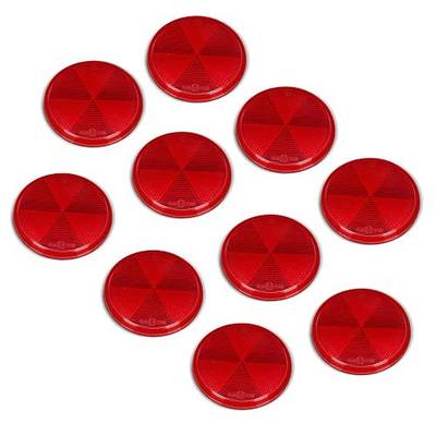 10 Pack 3 Inch Red Self Adhesive Round Reflectors, Road Safety Stick-on Rear Reflectors for Mailboxes Driveway Trailer Caravan Tunnels Truck Tractor Boat Lorry Motorcycle