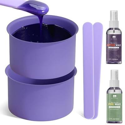 BLITZWAX 2pcs Silicone Wax Pot Liners for Hair Removal, Purple Wax Warmer Bowls Kit with Sticks for Women and Men Body Waxing, Reusable and Easy to Clean Accessories, Compatible with 16 oz Waxing Kit | Purple Bowls, Reusable Nonstick Design, 10 Sticks, Easy Clean, Men Women Body Care, Home Salon Acc