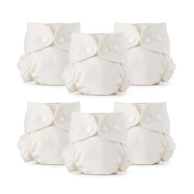 Esembly Cloth Diaper Inner - Organic Cotton Fitted Diaper- Soft, Ultra-Absorbant, Trim-Fitting Layer to Pair with Waterproof Outer for Blowout-Proof Diapering - 6-Pack, Size 1 (7-17lbs)