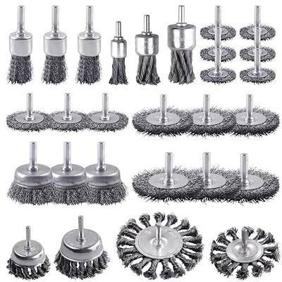 Rocaris 28 Pack Wire Wheel Brush, Carbon Steel & Twist Knot Cup Brush | 1/4-Inch Round Shank for Rust Removal, Corrosion and Scrub Surfaces