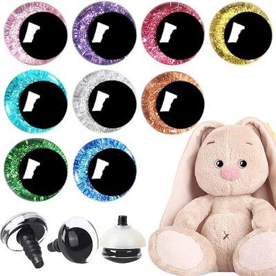 UPINS 180Pcs 18mm Glitter Safety Eyes for Amigurumi Crochet Animals | Plastic Craft Eyes with Washers, Ideal for Crocheting Dolls Puppet Bears, DIY Handmade Activities Supplies for School Home