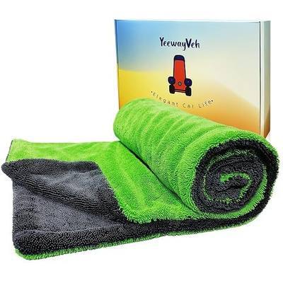 YeewayVeh Agile Giant Car Drying Towel, 28"x36", 1400 GSM, Green/Grey | Super Absorbent Double-Sided Microfiber, Scratch-Free & Effortless Detailing Towel for Car, Truck, SUV