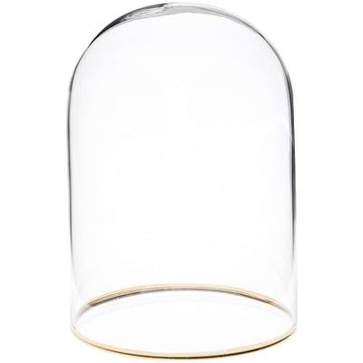 Plymor 3" x 4" Glass Display Dome Cloche with Gold Rim (no Base)