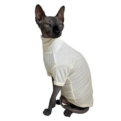 White Sphynx Cat Shirt Clothes Turtleneck Cotton Cat Sweater T-Shirts | Soft Material, Four Season Sweater, Cotton Blend