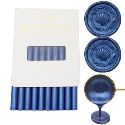 Wax Seal Sticks, Atobpp 10pcs Navy Blue Wax SealingSticks Glue Gun SealingWax Sticks for WaxSeal Stamp, Letter WaxSealing for 0.43'' Glue Gun WaxSealingSticks (Ocean Blue)