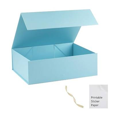 Light Blue Gift Box,10x7.3x3.5 Gift Boxes With Lids For Presents Includes Ribbon And Diy Printable Sticker Paper,Bridesmaid Proposal Box,Magnetic Gift Box For Birthday,Wedding,Graduation