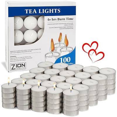 Zion Judaica Premium Unscented Tealight Candles Set Smokeless Multi-Pack Tea Candles Dripless Clean Burning Tea Lights Long Lasting Candlelight for Home Décor Religious Ceremonies (4 Hour, 100, Count)