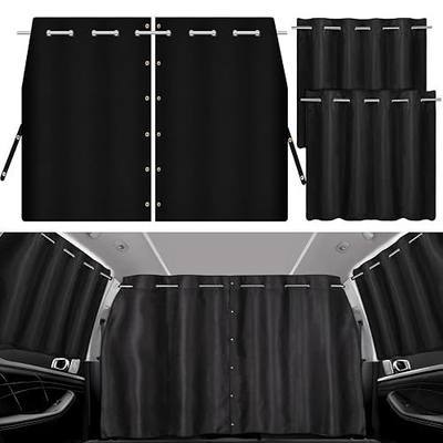 XCBYT 3-Pack Car Privacy Curtains, Rigid Rod Blackout Set | 1 divider & 2 window curtains block 99% light for camping/naps. Measure B-pillar width first; rigid rod not fit narrow car