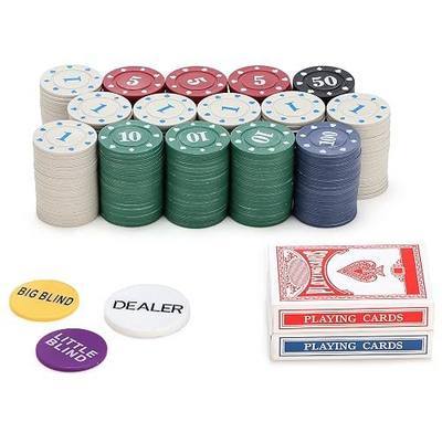300pc Denomination Fake Plastic Poker Chips Set Counting Chips Mahiong Chips Bulk Playing Cards Chip Blackjack foldable Counters Numbers Mini Black Jack Lightweight Poker Chip for Travel Games 2 Decks
