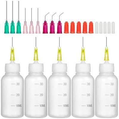 30cc Needle Glue Bottles, Precision Tip Squeeze Applicator Dispenser Bottle | for Dispensing or Refilling Oil, Liquids, Paint, Glue, Quilling Craft, 5 Set
