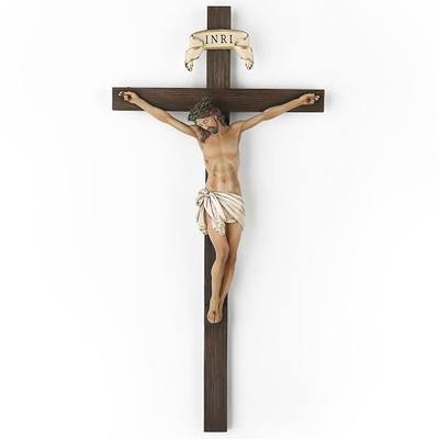 BC Catholic Crucifix Wall Cross 10" H Jesus Christ Cross for Wall | Wall Crucifix for Home Altar, Católica Crucifijos, Catholic Gift, Religious Wall Decor, Handpainted Sculpture by Buildclassic