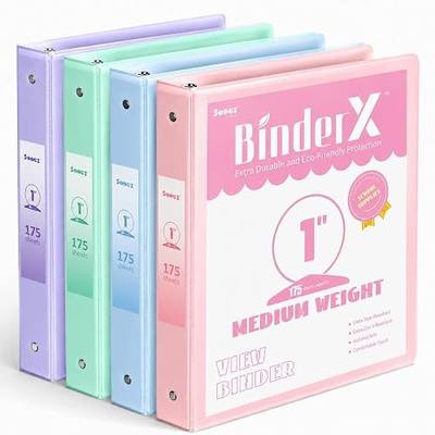4 Pack 3 Ring Binders 1 Inch, Sooez 1" Three Round Ring Binder with Pockets | Extra Durable, Eco-Friendly, PVC-Free, Reinforced Hinge, 700-Sheet Capacity, Inside Pockets, Customizable, School, Office