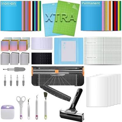 LOPASA Full Craft Starter Kit Compatible with Cricut Joy Xtra | Iron-on, Adhesive Vinyl, Printable Vinyl, Card Bundle for Joy Extra|8.5x12 Vinyl|Tools and Materials Accessories